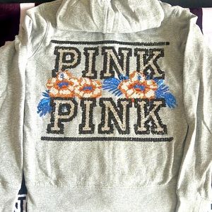 PINK Flower Bling Full Zip Jacket